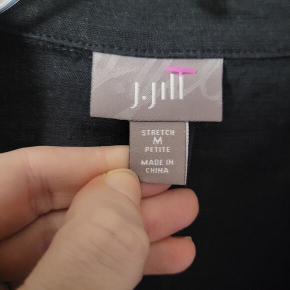 J. Jill Black Linen Single Button Blazer Stretch Medium Petite - Picture 4 of 5